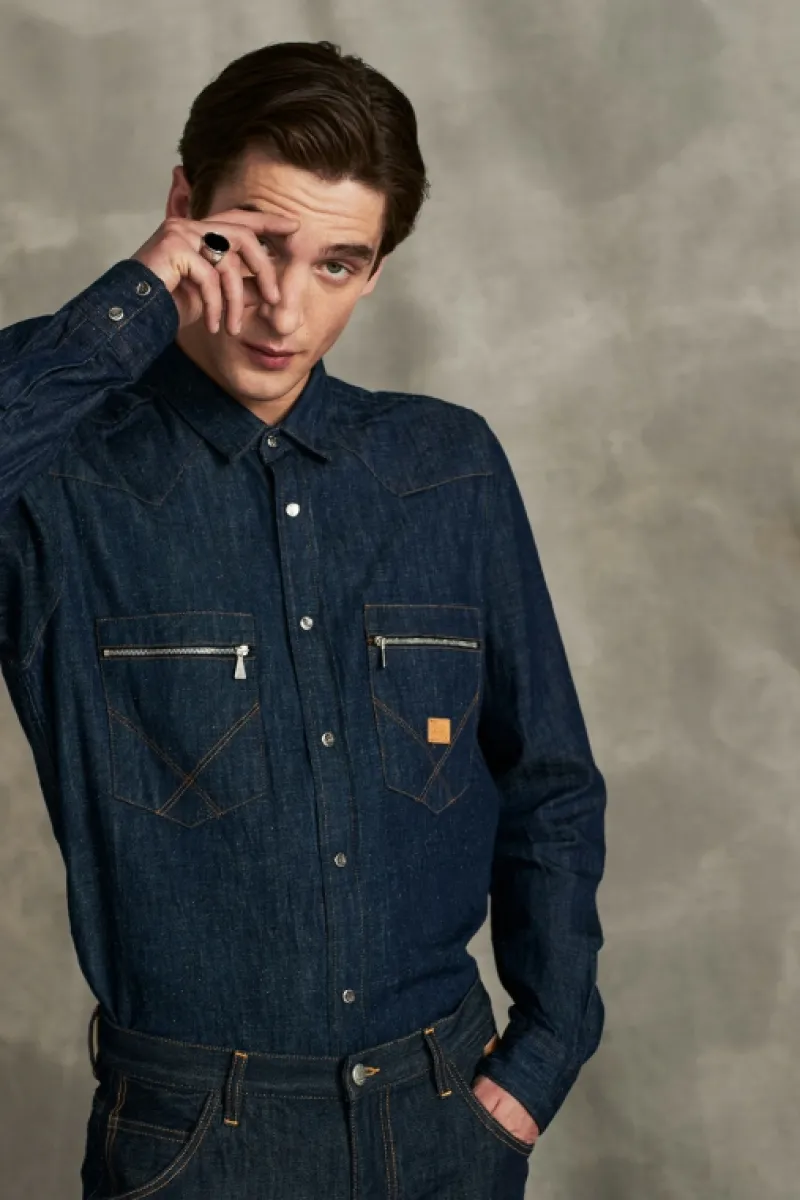 Roy Rogers Camicie>Camicia Western 70th Denim Cimosa Rinse BLU