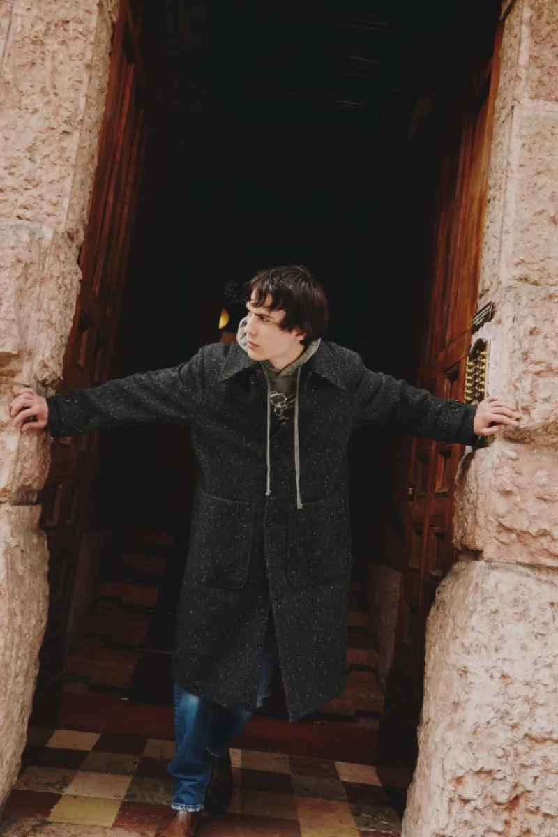 Roy Rogers Capispalla>Cappotto London In Tweed Donegal GRIGIO