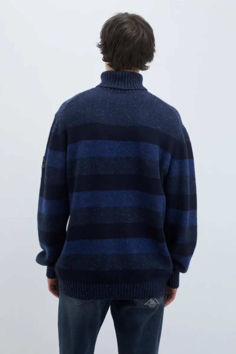 dolcevita_multistripe_in_lana_e_cashmere_3.webp Roy Rogers Maglieria E Felpe>Dolcevita Multistripe In Lana E Cashmere BLU
