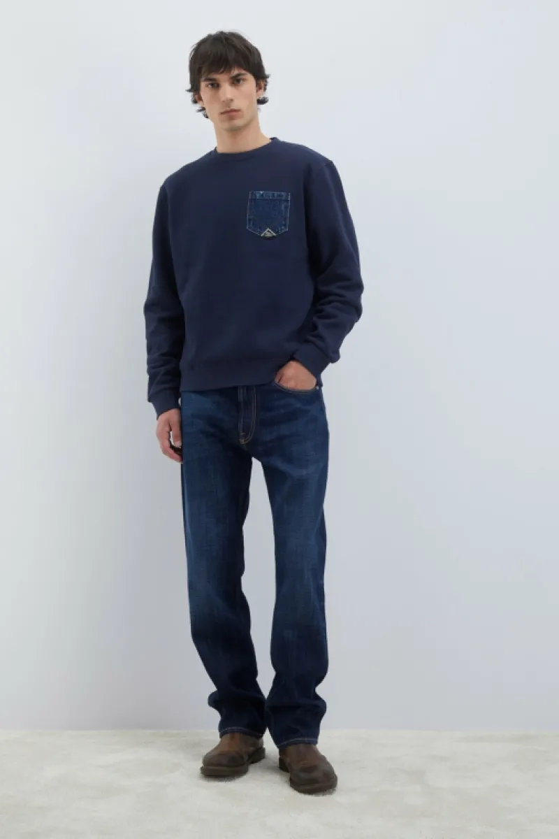 Roy Rogers Maglieria E Felpe>Felpa Pocket Girocollo Brushed BLU