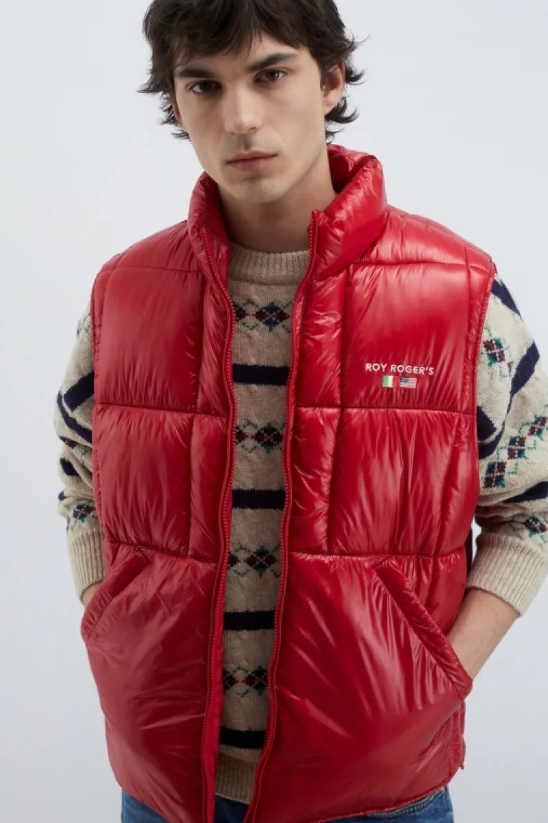 Roy Rogers Capispalla>Gilet In Nylon Ripstop ROSSO