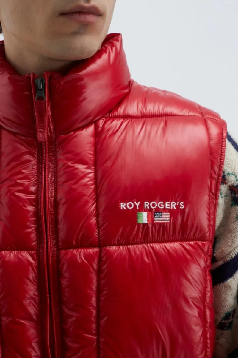 Roy Rogers Capispalla>Gilet In Nylon Ripstop ROSSO