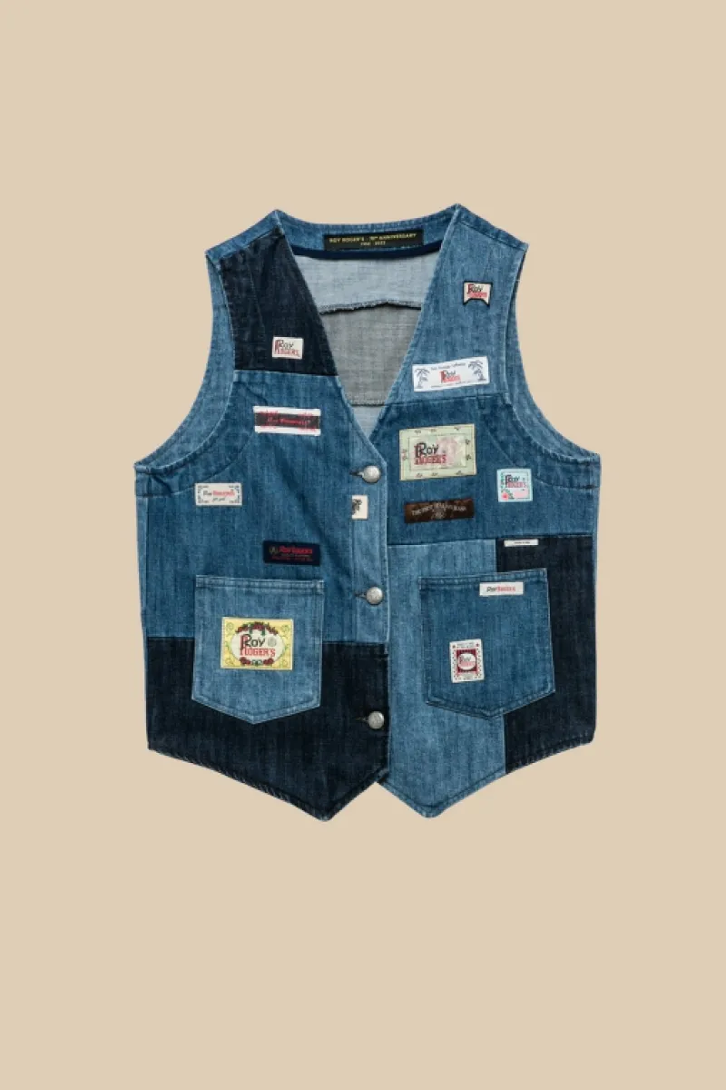 gilet_patchwork_th_denim_rinse_2.webp Roy Rogers Capispalla>Gilet Patchwork 70th Denim Rinse BLU