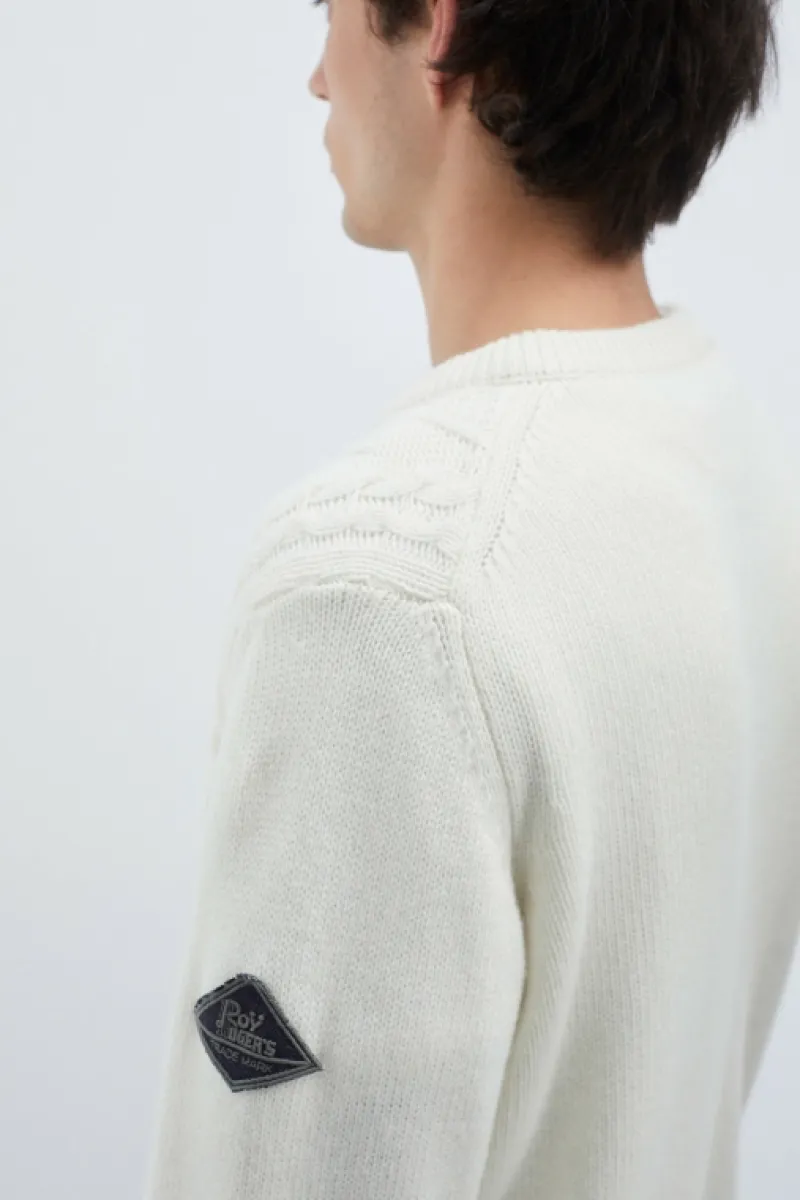 Roy Rogers Maglieria E Felpe>Maglia Girocollo In Lana E Cashmere Fisherman BIANCO