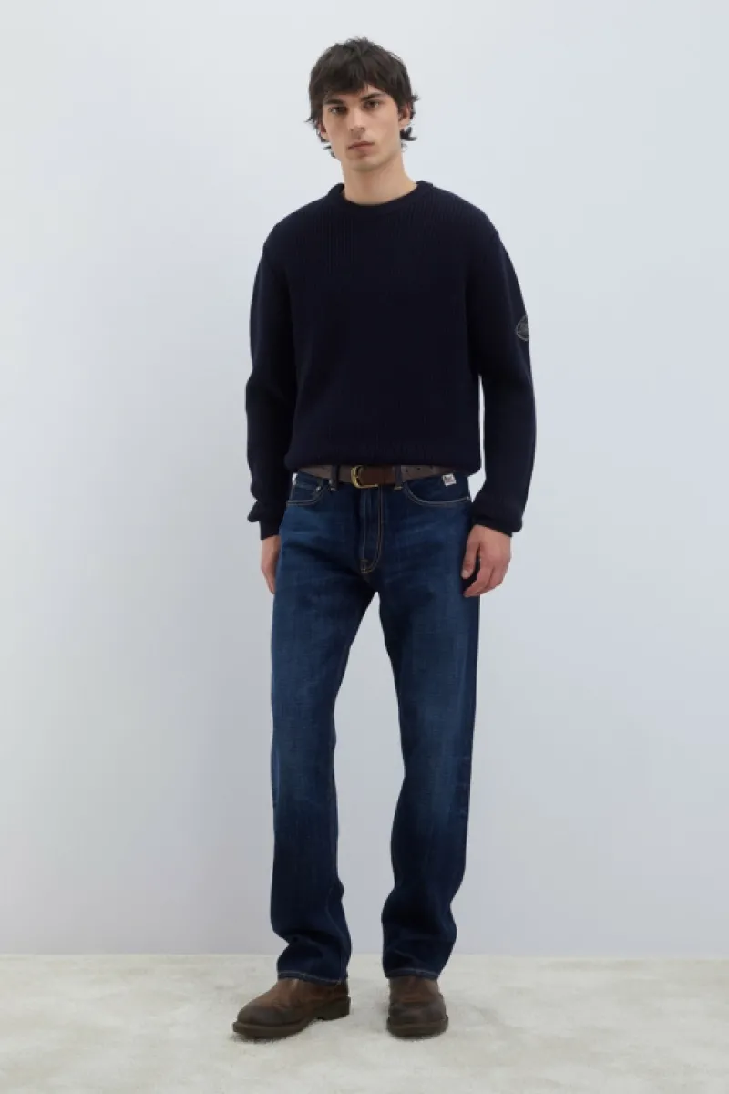 Roy Rogers Maglieria E Felpe>Maglia Girocollo In Lana Punto Inglese BLU