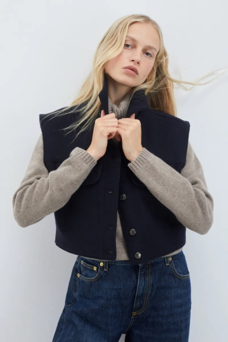 mini_gilet_melton_2.webp Roy Rogers Capispalla>Mini Gilet Melton BLU