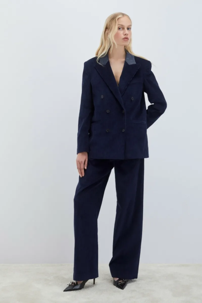 Roy Rogers Pantaloni E Gonne>Pantalone Dad In Velluto BLU