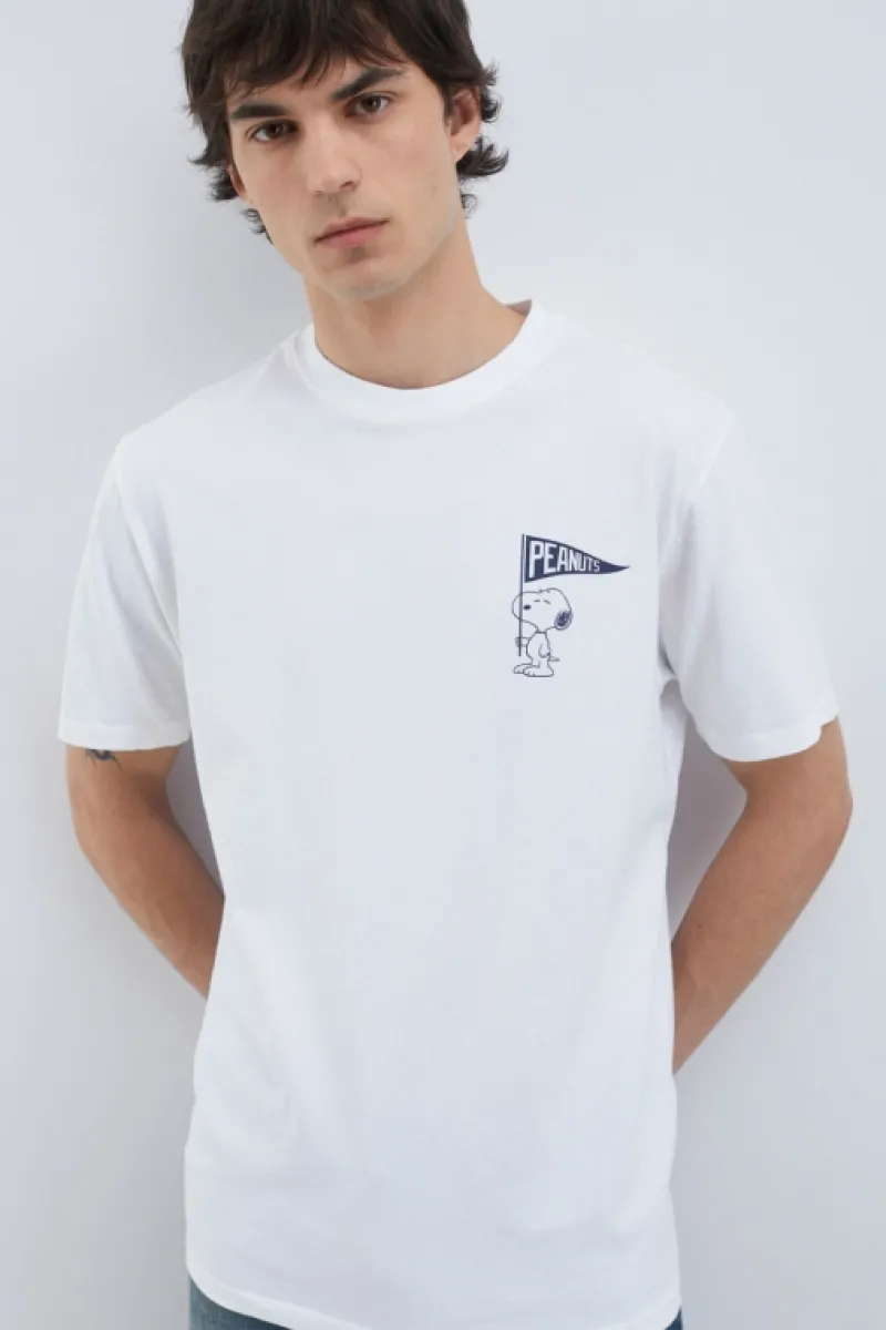 Roy Rogers Polo E T-shirts>T-shirt Girocollo Penuts Flag BIANCO