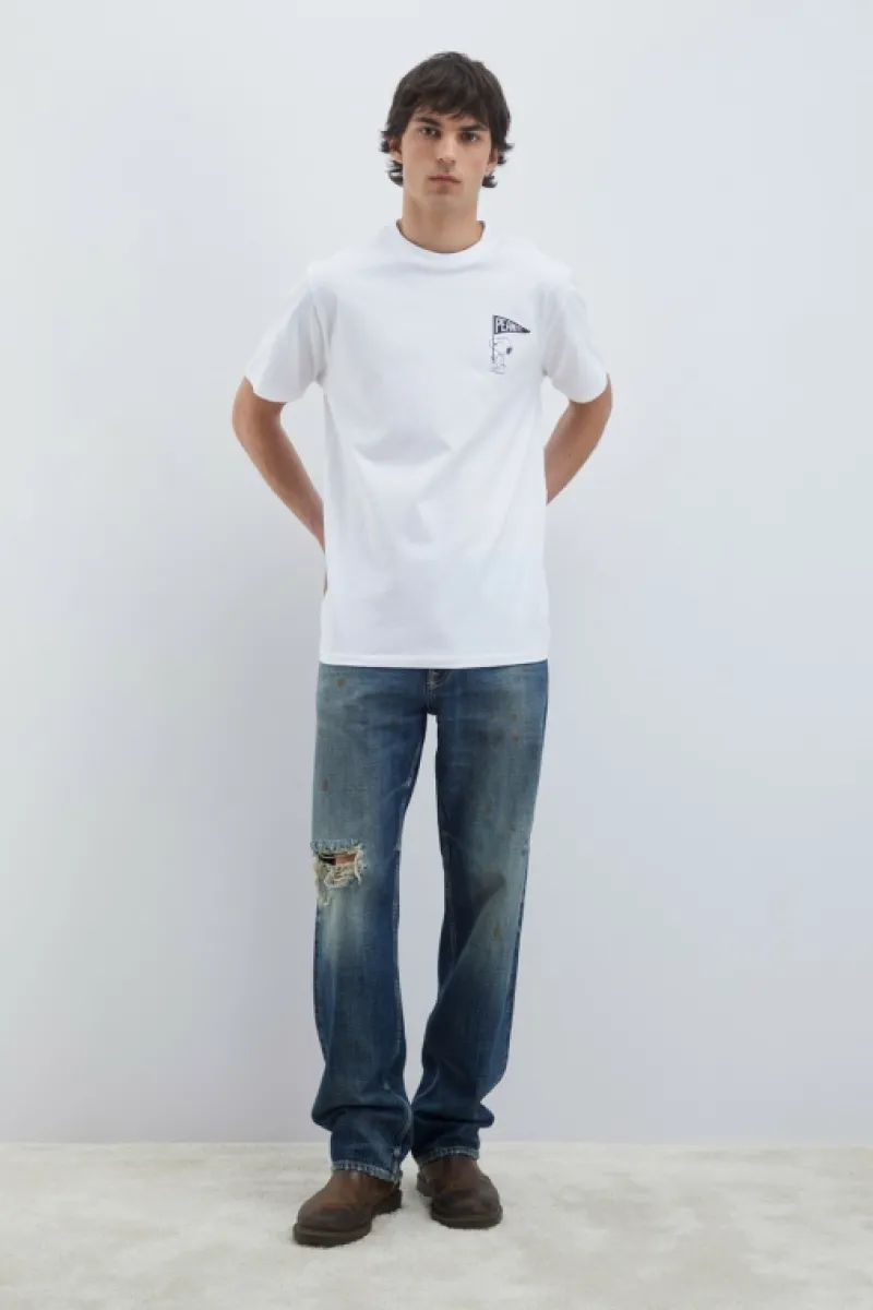 Roy Rogers Polo E T-shirts>T-shirt Girocollo Penuts Flag BIANCO